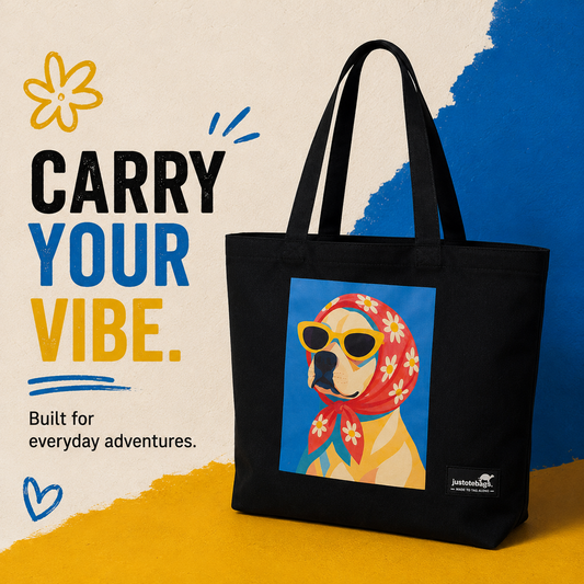 JustoteBags canvas tote bag - Got that Dawg in Me quote print - view 1