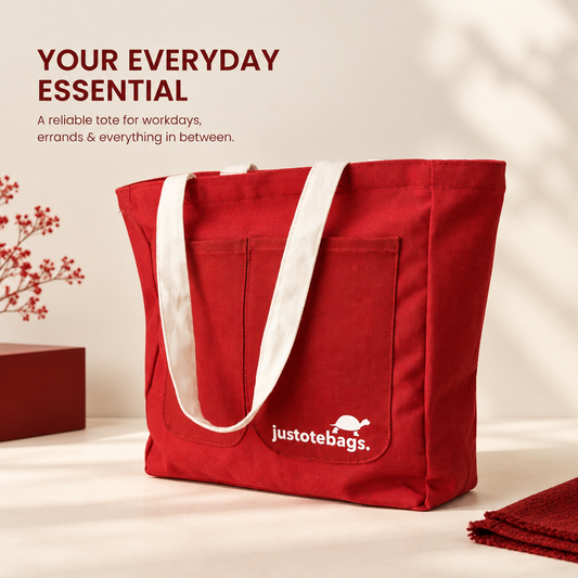 Essential Tote - Crimson Ember (Button Closure)