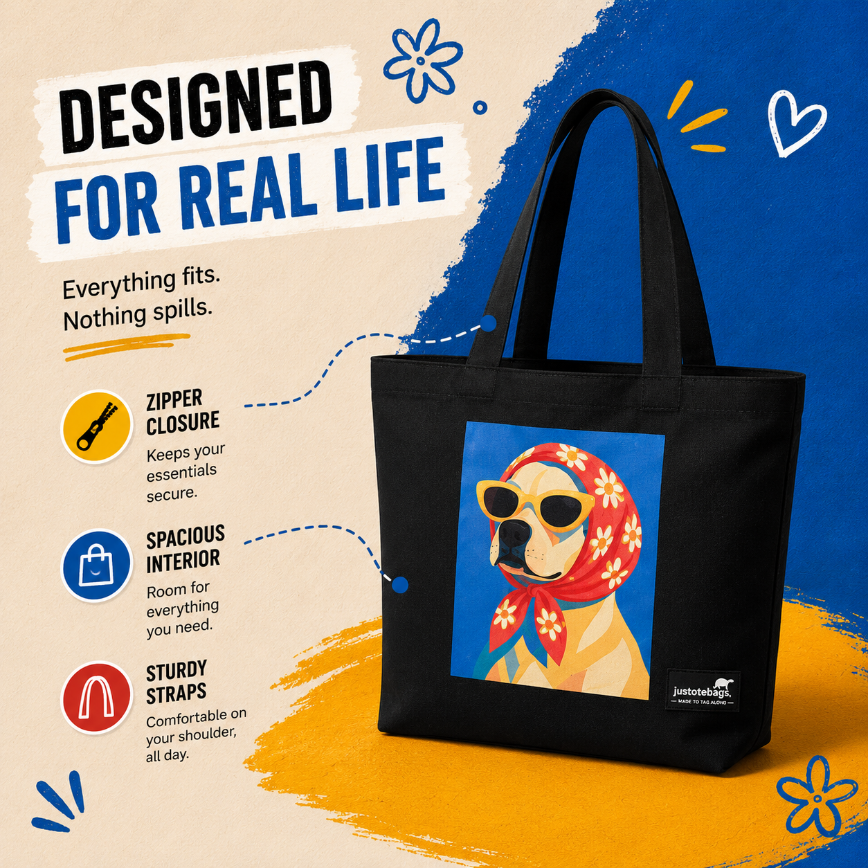 JustoteBags canvas tote bag - Got that Dawg in Me quote print - view 4