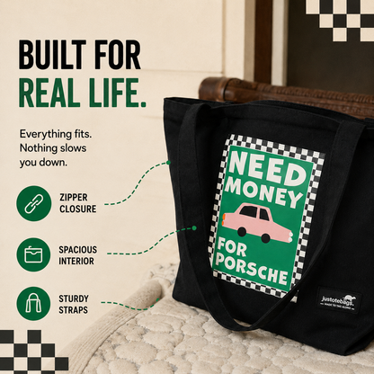 JustoteBags canvas tote bag - Porsche Soon! quote print - view 4