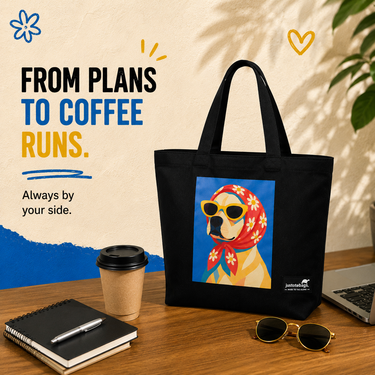 JustoteBags canvas tote bag - Got that Dawg in Me quote print - view 5