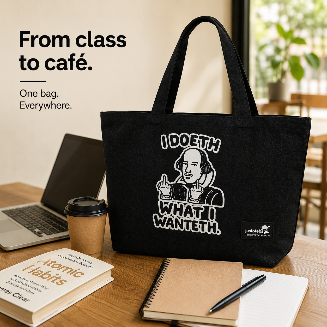 JustoteBags canvas tote bag - Want it, Got it quote print - view 4