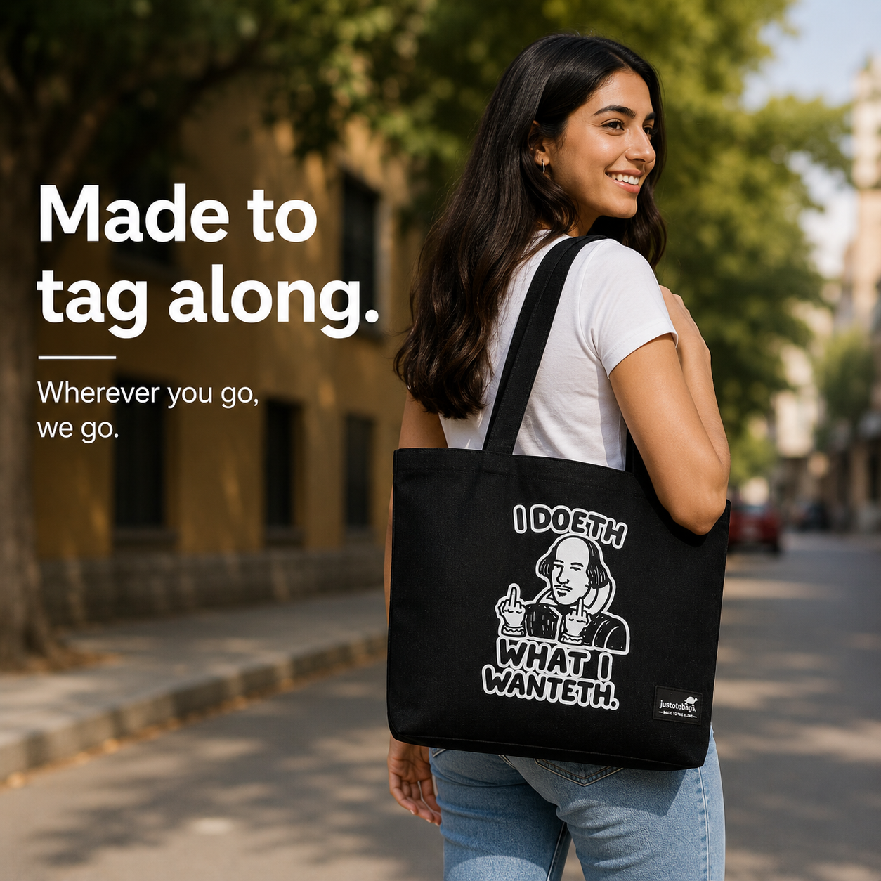 JustoteBags canvas tote bag - Want it, Got it quote print - view 2
