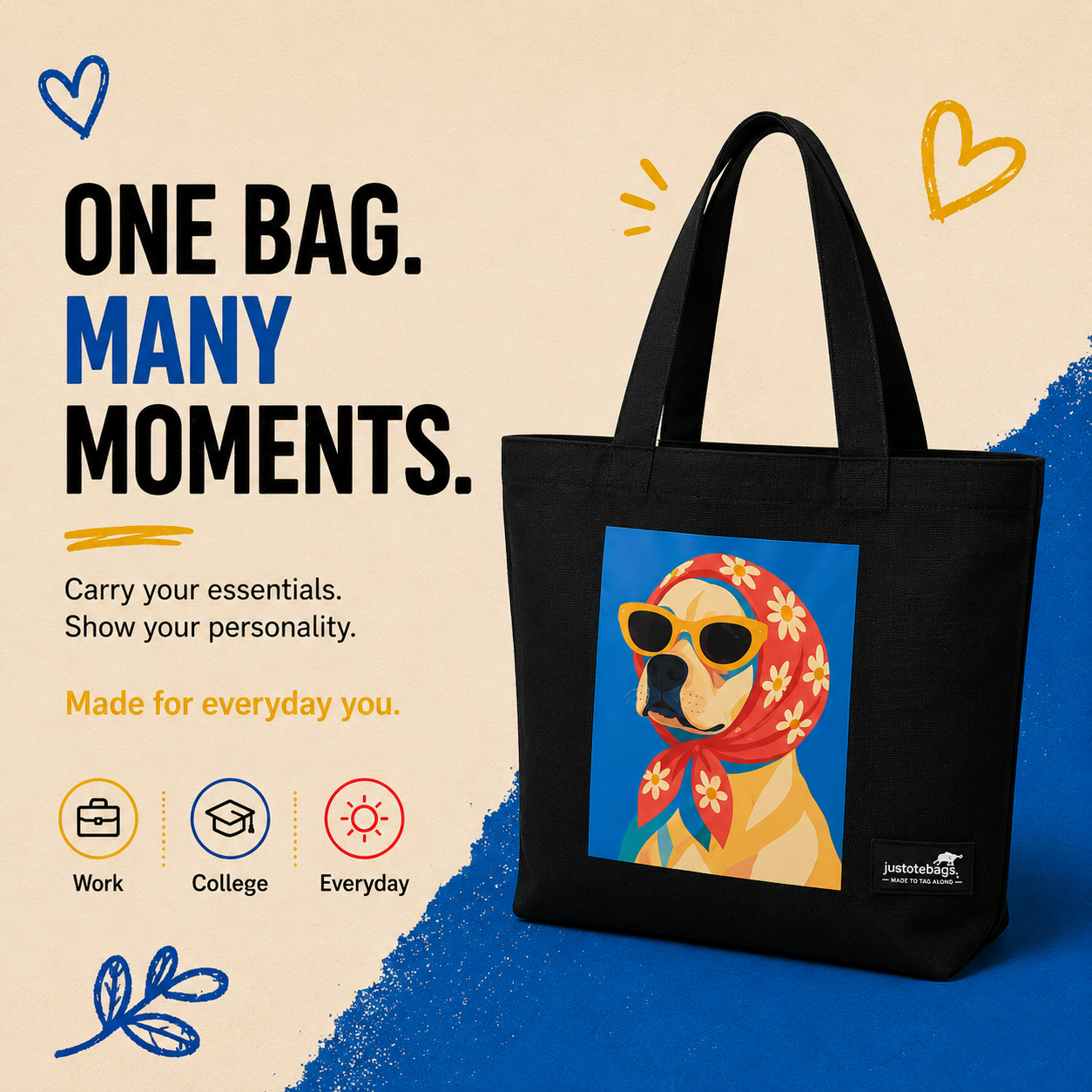 JustoteBags canvas tote bag - Got that Dawg in Me quote print - view 6