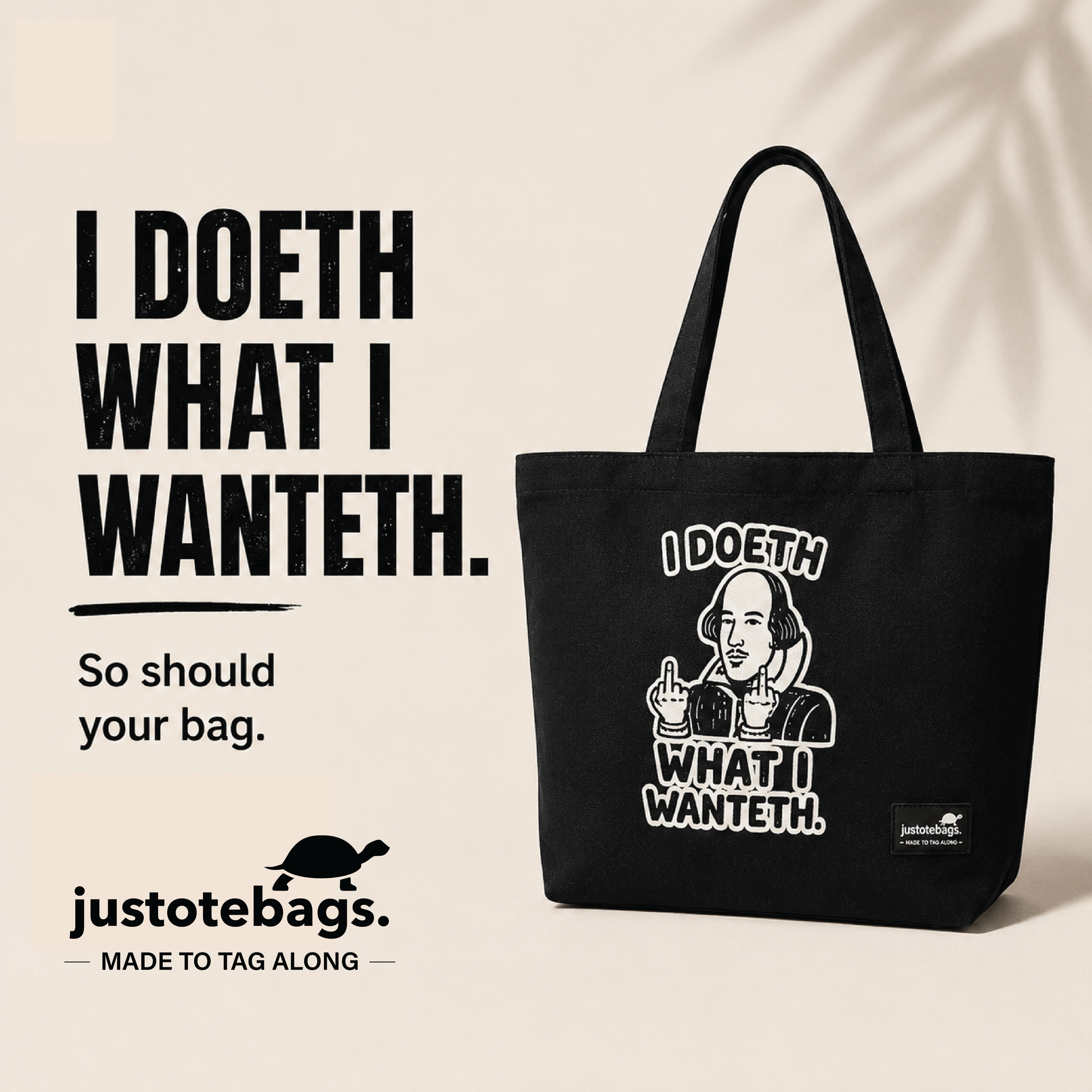 JustoteBags canvas tote bag - Want it, Got it quote print - view 6