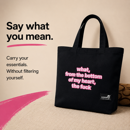 JustoteBags canvas tote bag - Regards, from the bottom of my heart! quote print - view 1