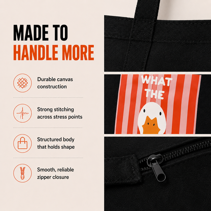 JustoteBags canvas tote bag - Duck Again quote print - view 5