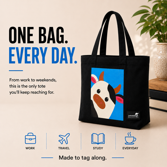 JustoteBags canvas tote bag - Moo quote print - view 1
