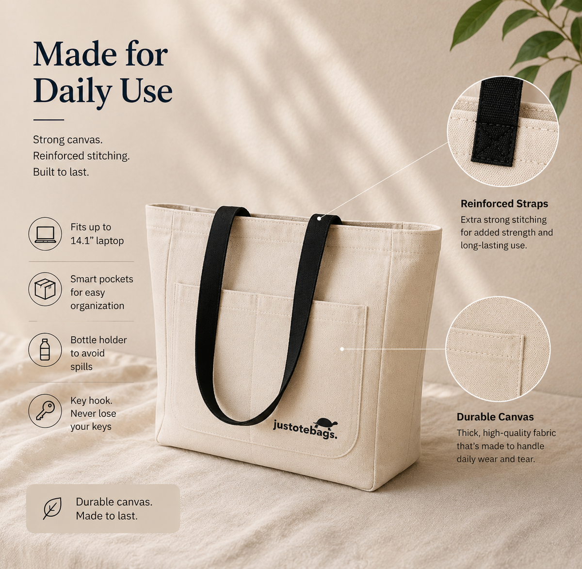 Essential Tote - Neutral Serenity (Button Closure)